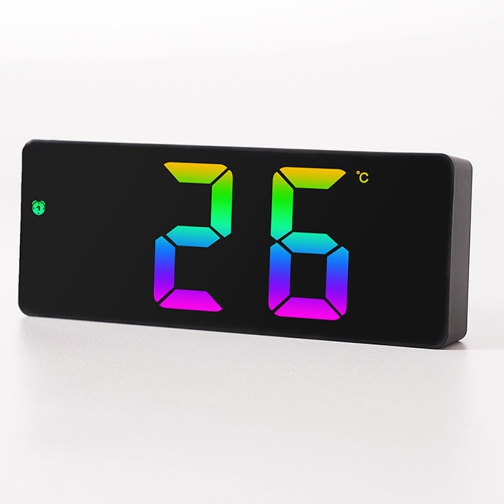 LED-kello Elektroninen digitaalinen herätyskello Värikäs työpöytäkello 12/24H Valkoinen