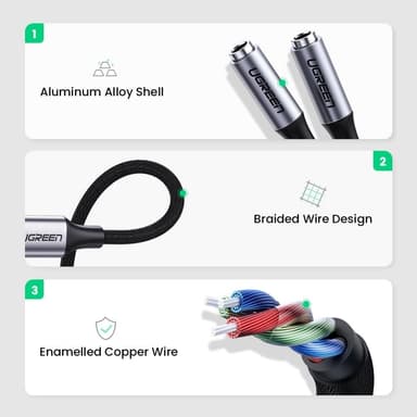 Usb-C uros ja kaksinkertainen 3,5 mm naaras Audio Splitter AUX kuulokkeet