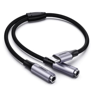 Usb-C uros ja kaksinkertainen 3,5 mm naaras Audio Splitter AUX kuulokkeet