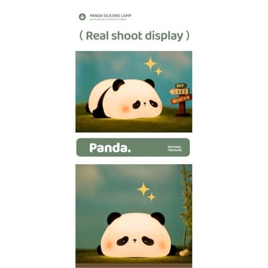 Söpö Panda-nukkumisvalo Yövalo Kosketusohjauksen himmennyslamppu
