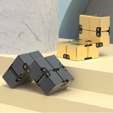Fidget Toy Infinite Cube Stress Relief Flip Block - Musta
