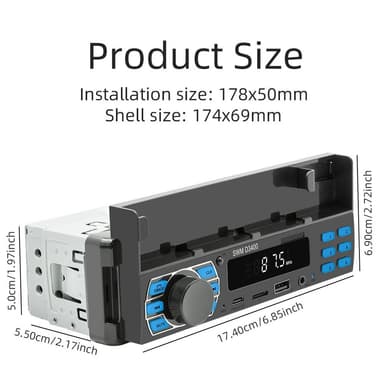 Bluetooth Stereo Autostereo FM Radio MP3-soitin Puhelinteline