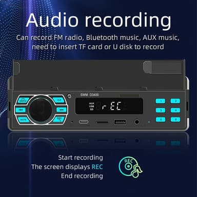 Bluetooth Stereo Autostereo FM Radio MP3-soitin Puhelinteline