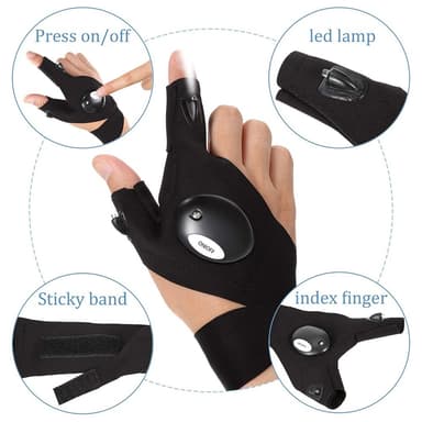 1 pari vasen + oikea yökalastus LED taskulamppu mitt Glove