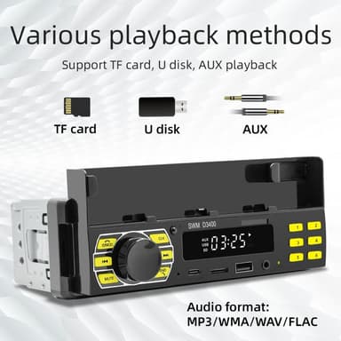 Bluetooth Stereo Autostereo FM Radio MP3-soitin Puhelinteline
