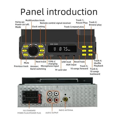 Bluetooth Stereo Autostereo FM Radio MP3-soitin Puhelinteline