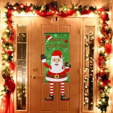 Hyvää joulua Flag Xmas Hanging Banner Door Decor - joulukuusi