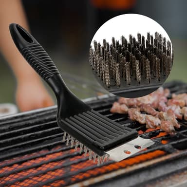 Multifunctional grill brush in stainless steel