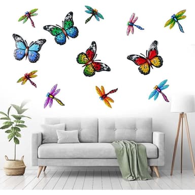 Art 3D Butterfly Seinään ripustettava sisustus Puutarhapihan kotikoriste - sininen
