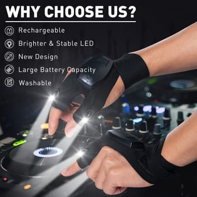 LED-taskulamppu Glove Ladattava sormeton käsine 1kpl