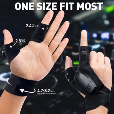 LED-taskulamppu Glove Ladattava sormeton käsine 1kpl