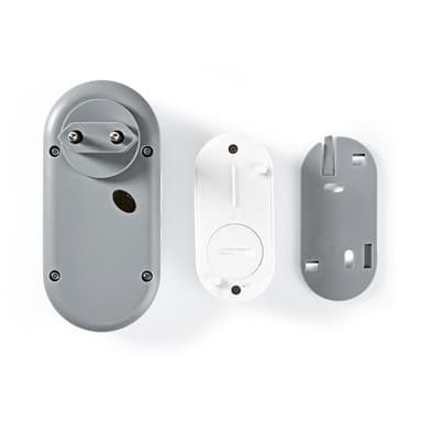 Nedis Langaton Ovikellosarja | Verkkovirtakäyttöinen | 220 - 240 V AC 50 Hz | 1x CR2032 | Äänenvoimakkuus: 80 dB | Signaalin kantama: 300 m | IP44 | Säädettävä äänenvoimakkuus | 36 Melodiaa | 1 Vastaanotin | Harmaa / Valkoinen