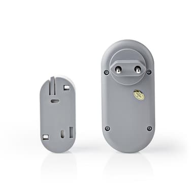 Nedis Langaton Ovikellosarja | Verkkovirtakäyttöinen | 220 - 240 V AC 50 Hz | 1x CR2032 | Äänenvoimakkuus: 80 dB | Signaalin kantama: 300 m | IP44 | Säädettävä äänenvoimakkuus | 36 Melodiaa | 1 Vastaanotin | Harmaa / Valkoinen