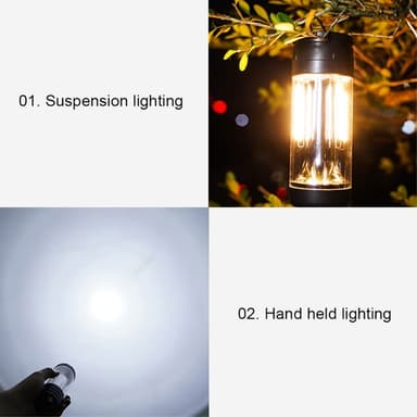3-in-1 Lamp Camping Kaksinkertainen valonlähde Ladattava