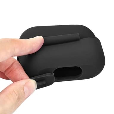 Silikonikuori koukulla Airpods Prolle, musta