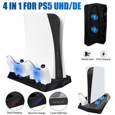 Sony Playstation 5 UHD/DE Latausteline Jäähdytyspuhaltimen ohjaimen laturi