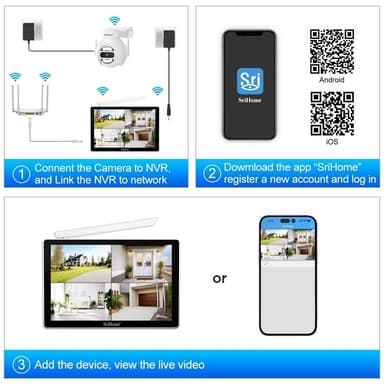 SRIHOME NVS010 1-4 Langaton kosketusnäytön 5MP HD-valvontakamera NVR-videotallennin
