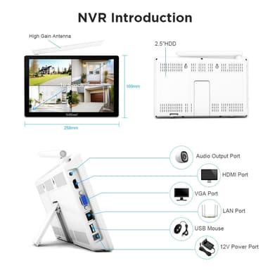 SRIHOME NVS010 1-4 Langaton kosketusnäytön 5MP HD-valvontakamera NVR-videotallennin
