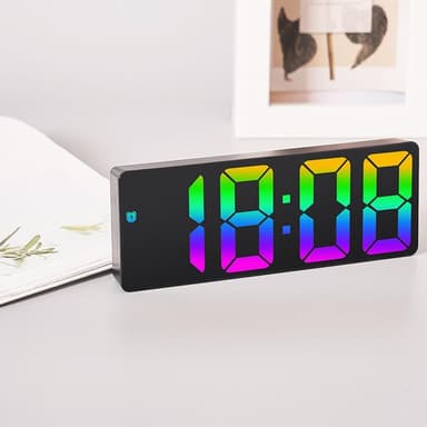 LED-kello Elektroninen digitaalinen herätyskello Värikäs työpöytäkello 12/24H näyttö