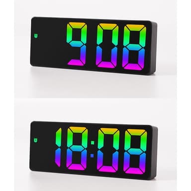 LED-kello Elektroninen digitaalinen herätyskello Värikäs työpöytäkello 12/24H näyttö