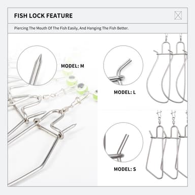 LEO Fishing Stringer Clip ruostumattomasta teräksestä Fishing Stringer Clip 7 napsautuksella