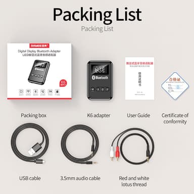 2-in-1 Bluetooth 5.0 -vastaanotin lähetin RCA 3,5 mm AUX FM-sovitin