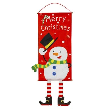 Hyvää joulua Flag Xmas Hanging Banner Door Decor - Lumiukko