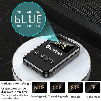 2-in-1 Bluetooth 5.0 -vastaanotin lähetin RCA 3,5 mm AUX FM-sovitin
