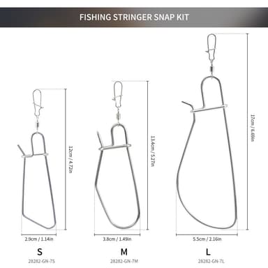 LEO Fishing Stringer Clip ruostumattomasta teräksestä Fishing Stringer Clip 7 napsautuksella