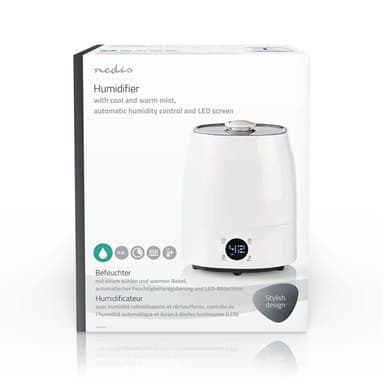 Nedis Ilmankostutin | 110 W | Viileällä ja lämpimällä usvalla | 5.5 l | Kosteusmittari | Ajastin | Sopii enintään tilalle: 50 m² | Harmaa / Valkoinen