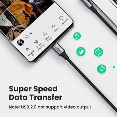 UGREEN 1m 100W pikalatausjohto kaapeli USB-C datakaapeli vääntynyt