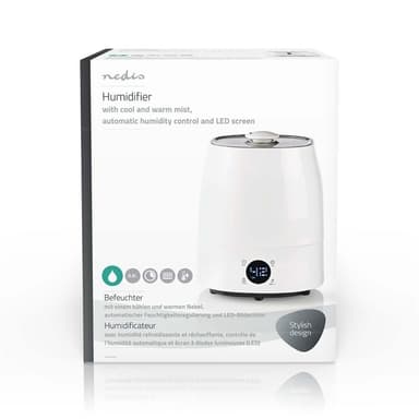 Nedis Ilmankostutin | 110 W | Viileällä ja lämpimällä usvalla | 5.5 l | Kosteusmittari | Ajastin | Sopii enintään tilalle: 50 m² | Harmaa / Valkoinen