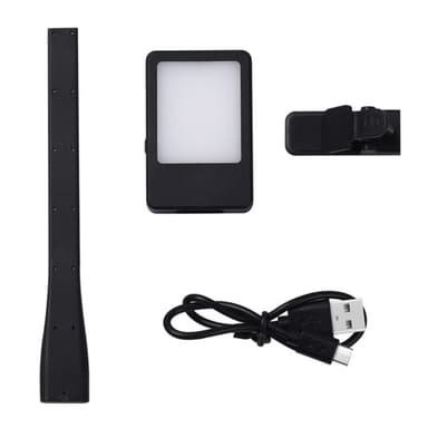Ladattava lukuvalo lukulamppu Clip On LED-kirjavalo - musta