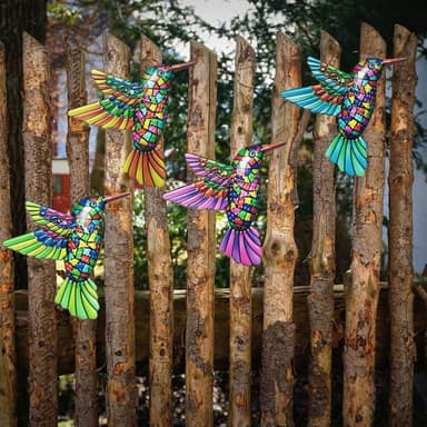 Lintu Hummingbird seinätarra Puutarhakoriste 12x13,5 cm - Sininen