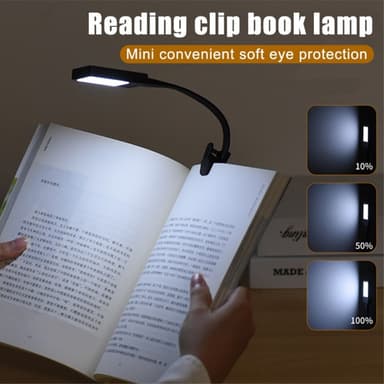 Ladattava lukuvalo lukulamppu Clip On LED-kirjavalo - musta