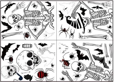 Halloween seinäkoristeet, pääkallot , 35x25