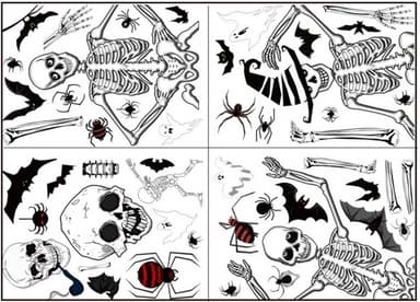 Halloween seinäkoristeet, pääkallot , 35x25