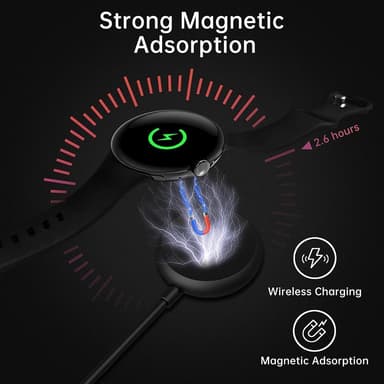 Älykellon laturi Google Pixel Watchille, magneettinen lataustelakka