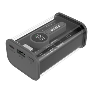 Deltaco Transparent virtapankki pikalatauksella 10 000 mAh