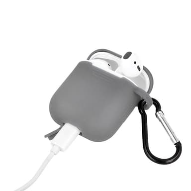 Airpods Suojakotelo koukulla, harmaa