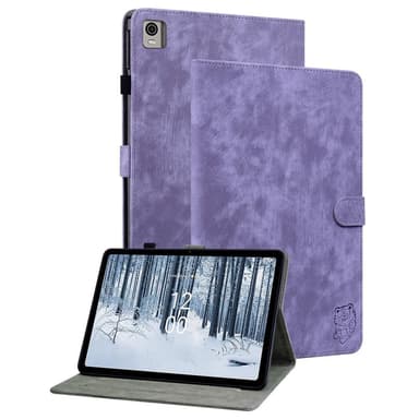 Nokia T21 koteloon painettu söpö tiikeri tabletin kansi kortin pidike - violetti