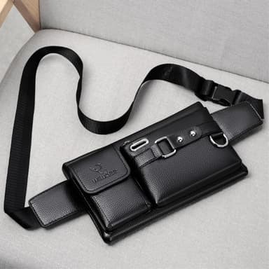 Crossbody Rintapussi Vyötäröpussi Kuulokereikällä - Musta