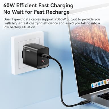 TOOCKI USB-C–USB-C-kaapeli USB+iP+Mikro-USB-sovittimen kotelo