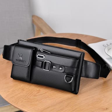 Crossbody Rintapussi Vyötäröpussi Kuulokereikällä - Musta