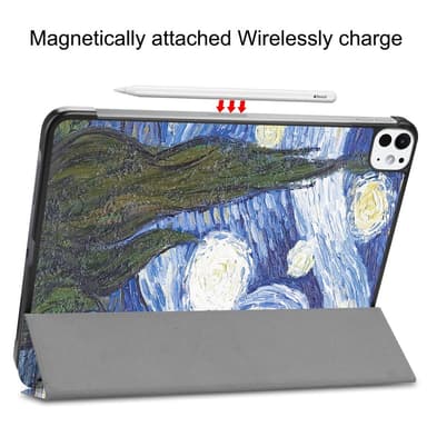 iPad Pro 11 (2024) Kotelo Auto Herää / Nuku Kolminkertainen Taittojalusta Tabletin Suoja - Painting