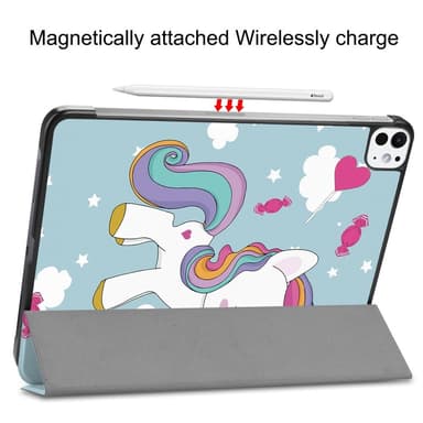 iPad Pro 11 (2024) Kotelo Auto Herää / Nuku Kolminkertainen Taittojalusta Tabletin Suoja - Unicorn