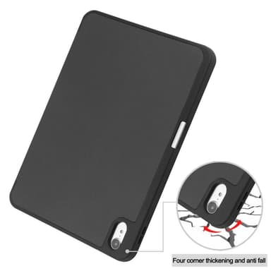 Kolminkertainen telinekotelo iPad 10.9: lle (2022) Tablet Cover Kynäpaikka - Musta