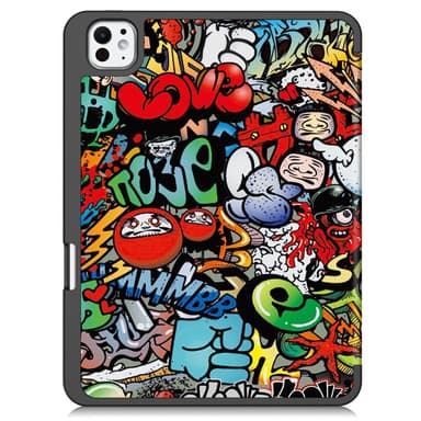 iPad Pro 11 (2024) Kolminkertainen Teline Tabletin Suojakuori Kynäpidikkeellä - Graffiti