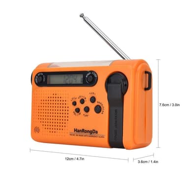 Hätäradio LED-taskulamppu 2000mAh akku Käsikampi Solar