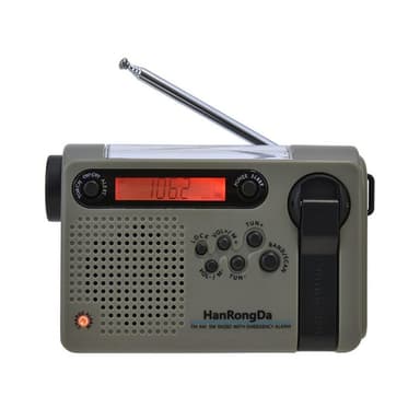 Hätäradio LED-taskulamppu 2000mAh akku Käsikampi Solar